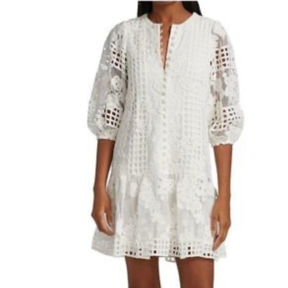 ALEXIS Zazario white Embroidered Lace Minidress Size XS